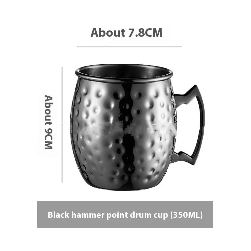 Stainless steel Moscow Mule cup with copper interior in silver, gold, rose gold or black colours