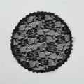Round white bridal head cover with floral decoration measuring 30cm diameter