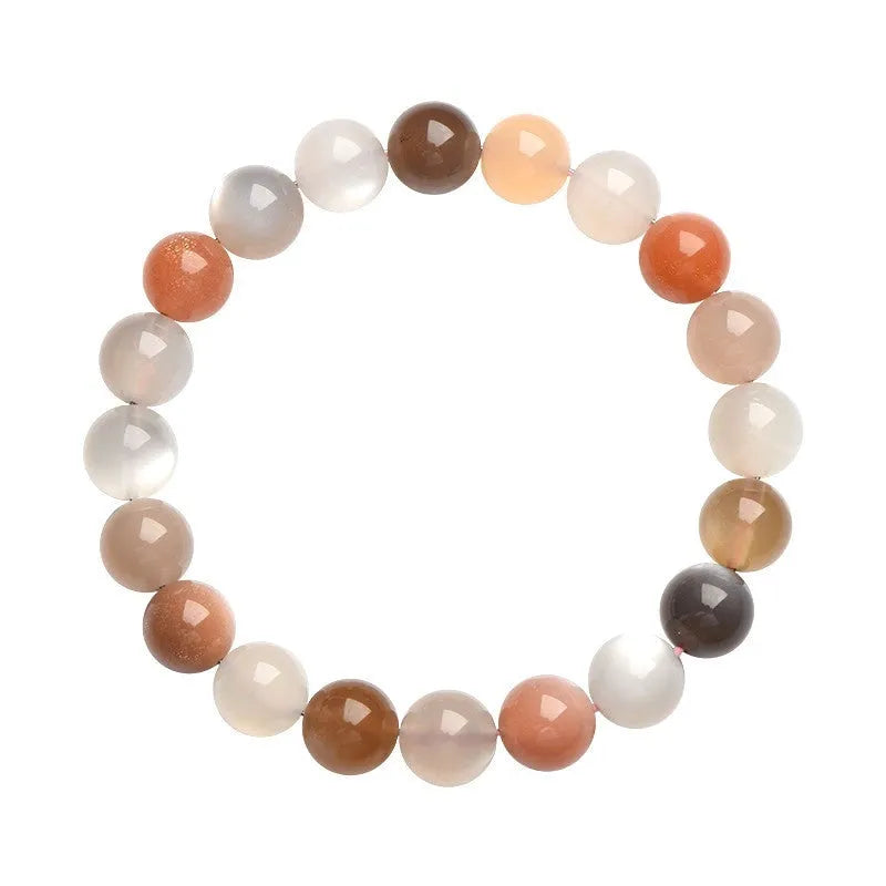 Natural colourful moonlight moonstone bracelet with 8mm single circle beads