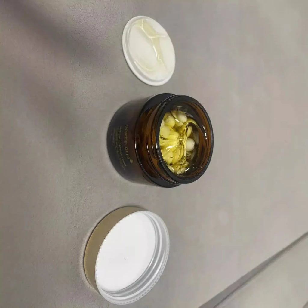 55g jar of portable vitamin C facial cream with spoon for daily skincare