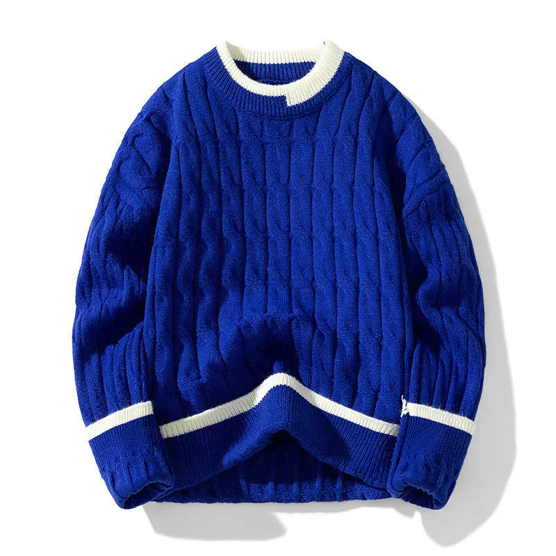 Men's loose fit two-piece modal acrylic sweater set in light blue colour