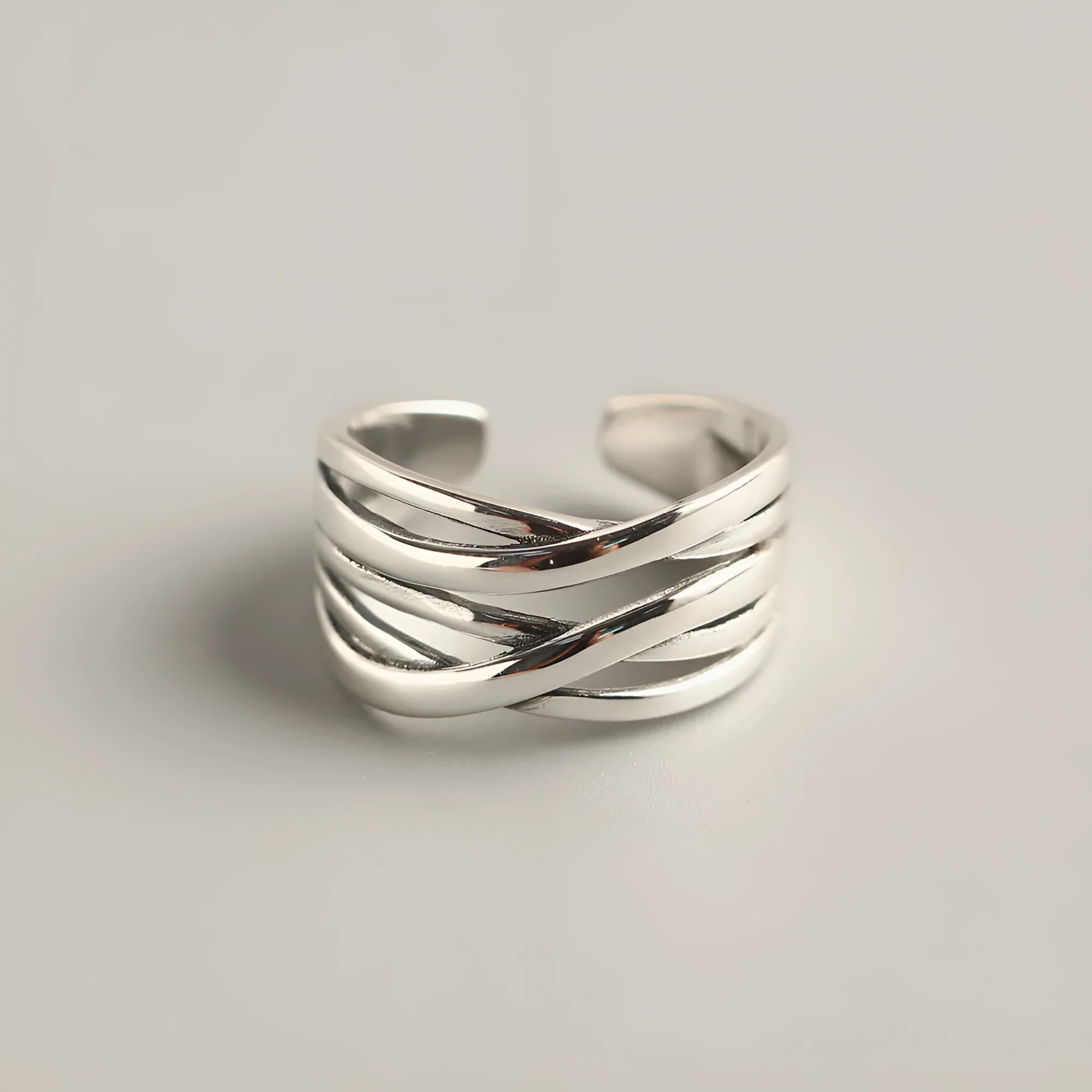 S925 sterling silver vintage weave ring with retro silver finish and adjustable sizing