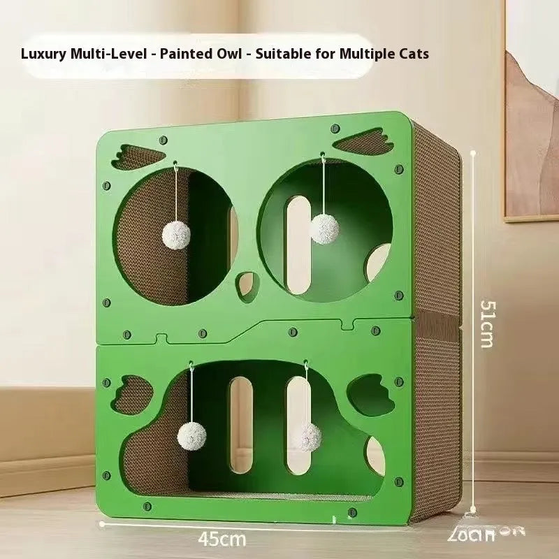 Double layer cat scratching board and nest with wear-resistant surface in selected style option