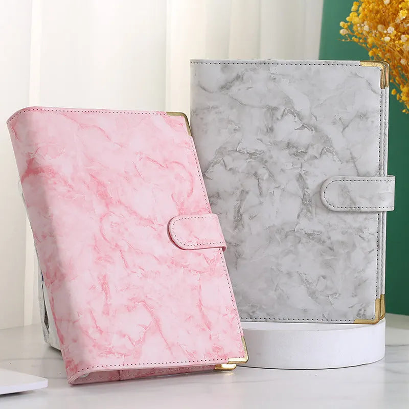 Removable notepad with marble pattern, PU cover, A5 size, 100 sheets of smooth 80G paper