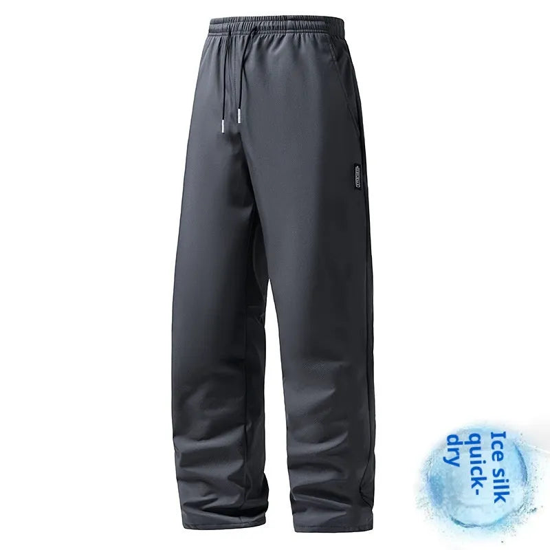 Korean style large size straight pants in black lint-free fabric, size M to 5XL