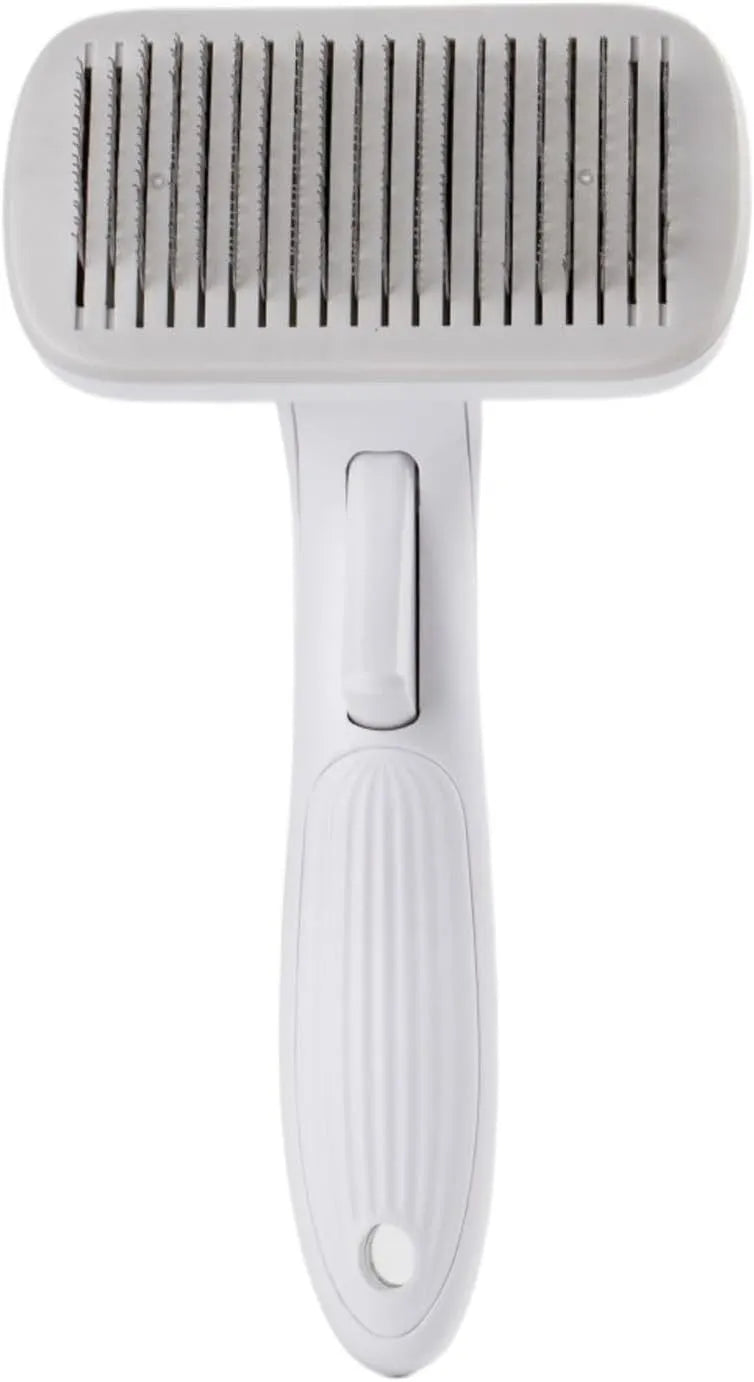Automatic pet hair removal comb in blue colour with one-click system for dog and cat grooming
