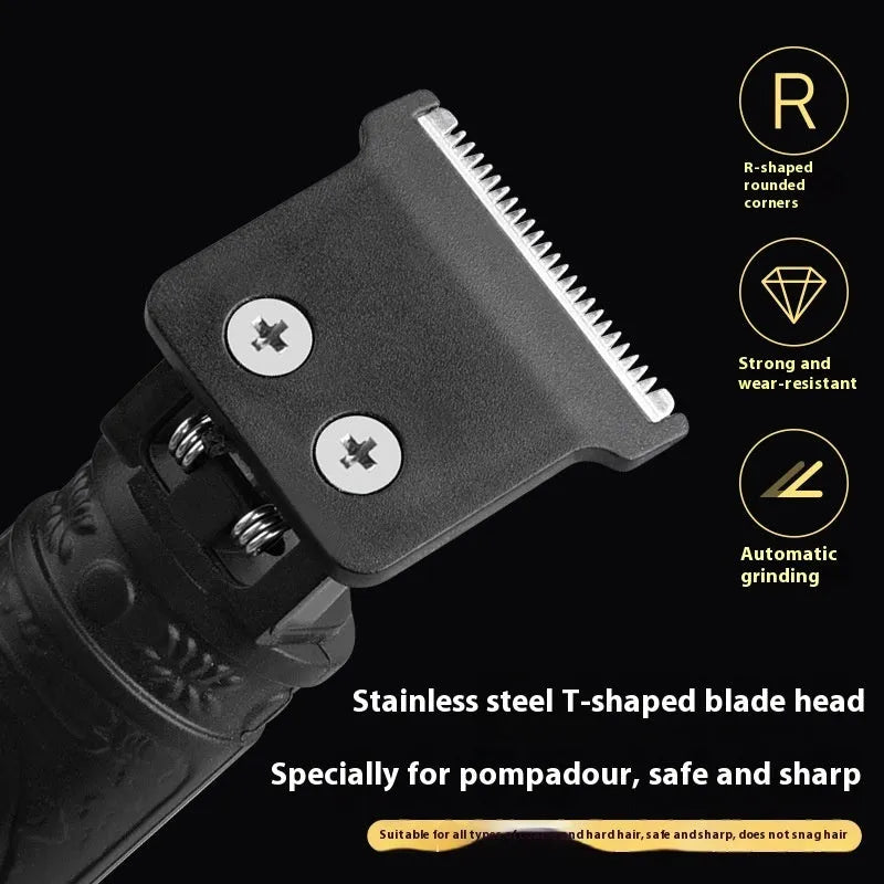 Rechargeable electric hair clipper with plastic body and washable blade in black finish