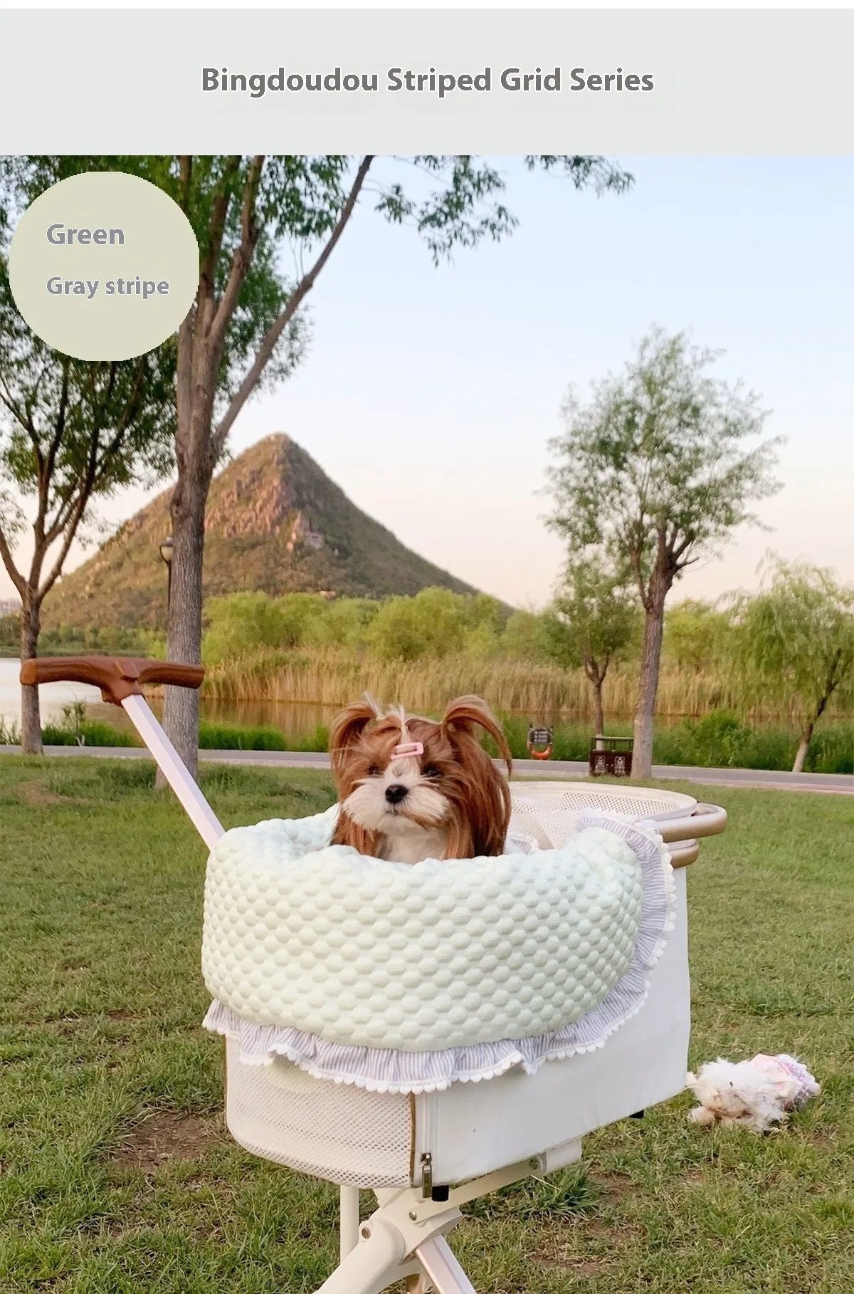 Pet stroller three-piece bedding set with towel, cushion and pillow in cotton cloth