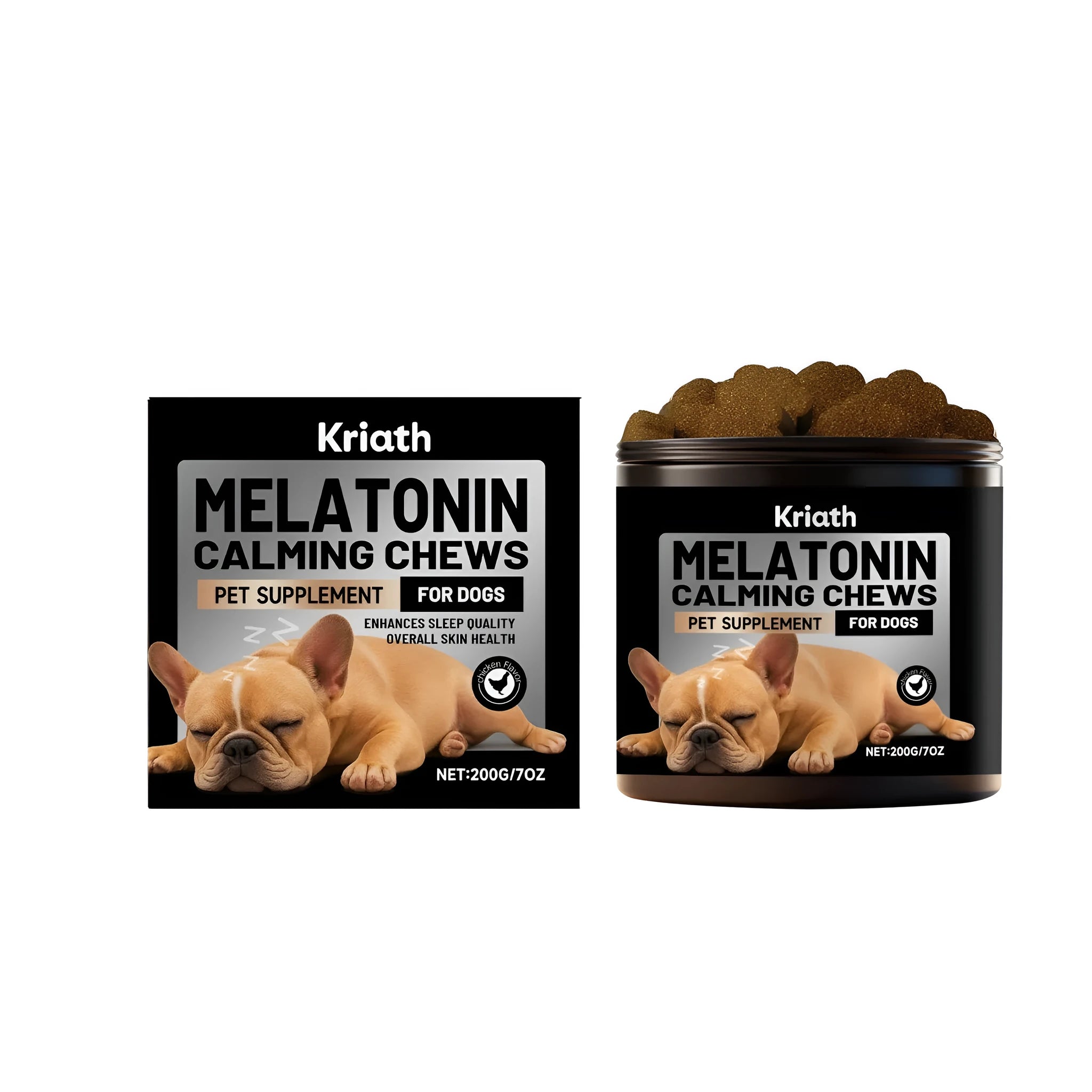 Dog melatonin soft granules 200g chicken-flavoured calming supplement pouch