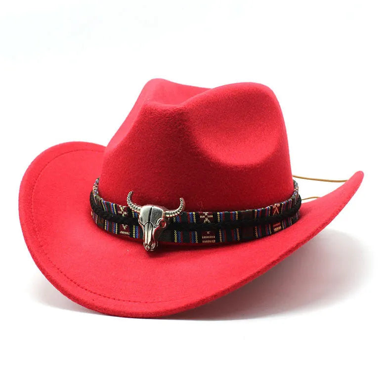 Western cowboy hat with bell crown in polyester fabric, shown in multiple colour options