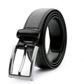 Men's brown genuine leather casual belt with alloy buckle showing 95-grain texture