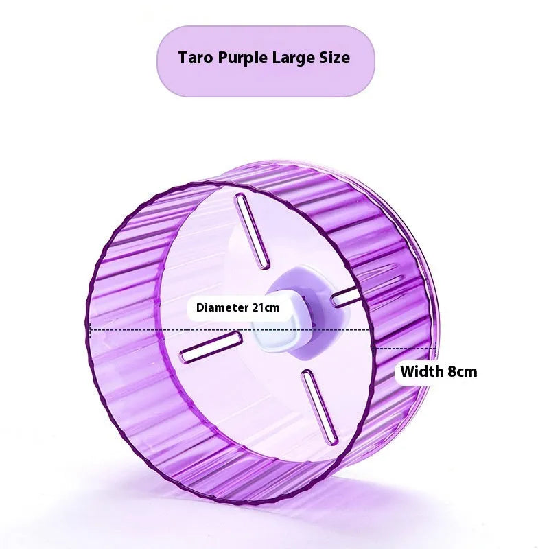 Plastic running wheel toy for parrots in 21cm transparent size mounted in bird cage