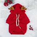 Red polyester cotton elk-themed pet costume for Halloween or Christmas, available in multiple sizes