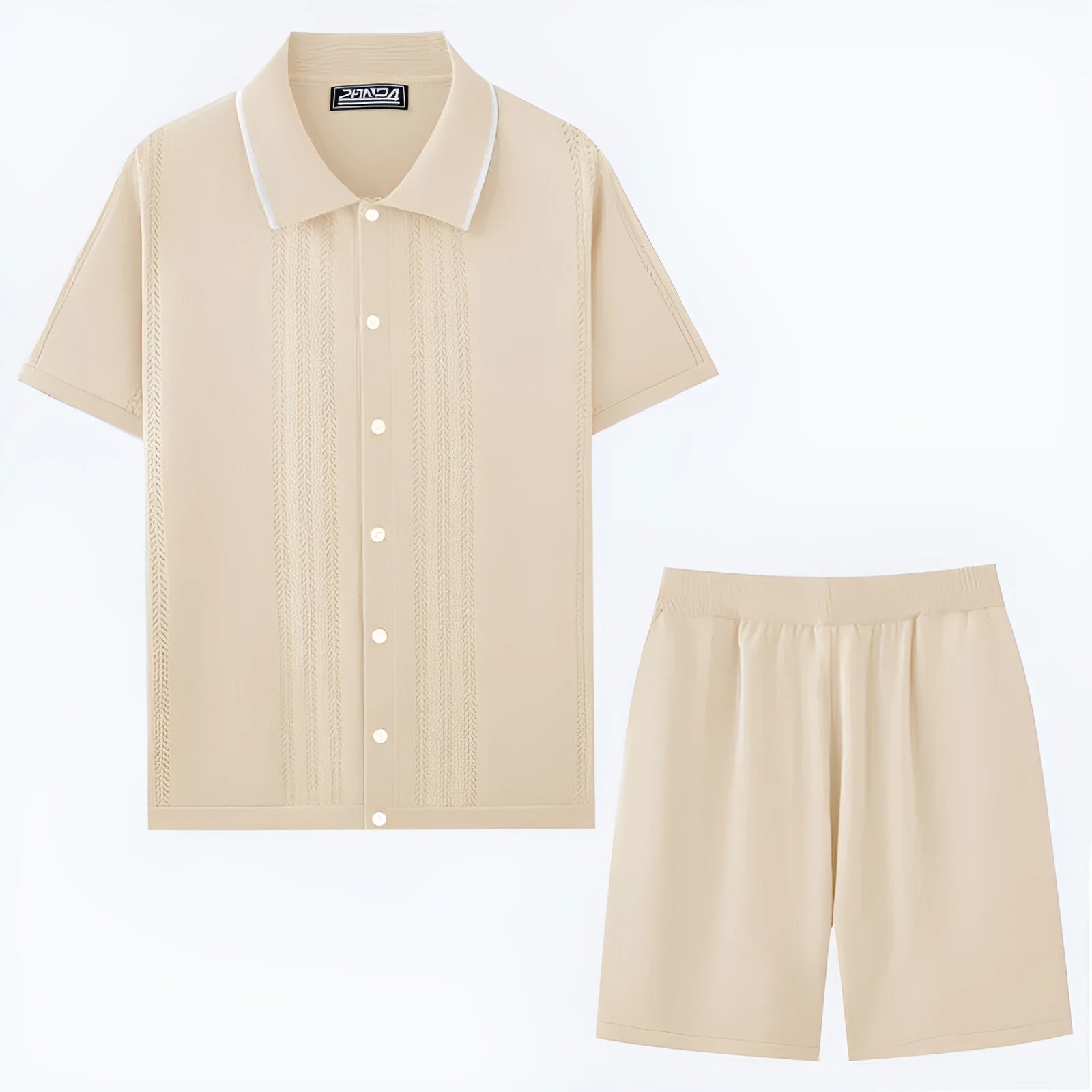 Business casual two-piece set with short sleeve top and shorts in Tencel viscose fabric