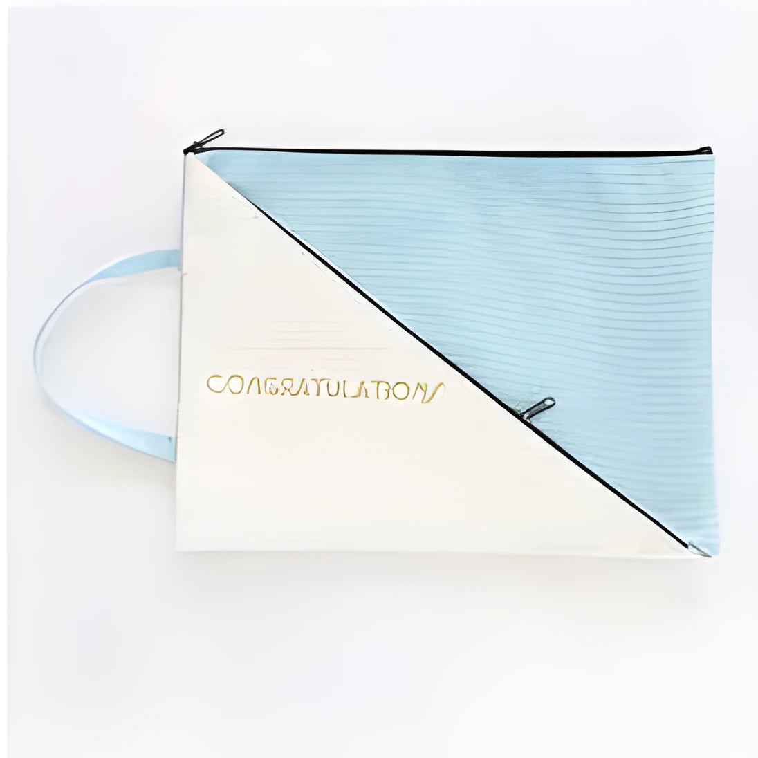 Blue Oxford cloth double-layer zipper document storage bag for A4 papers and test organisation.