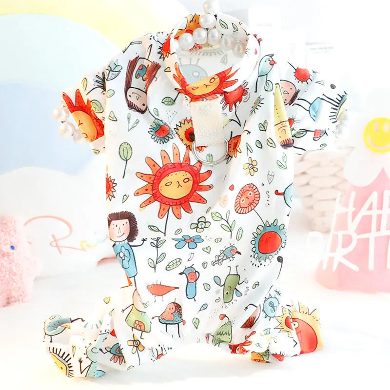 Cotton pet dog undershirt autumn winter princess style Colourful Bubble pattern