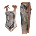Floral print mesh tube top one-piece swimsuit with removable skirt in pink, black, or brown colour options