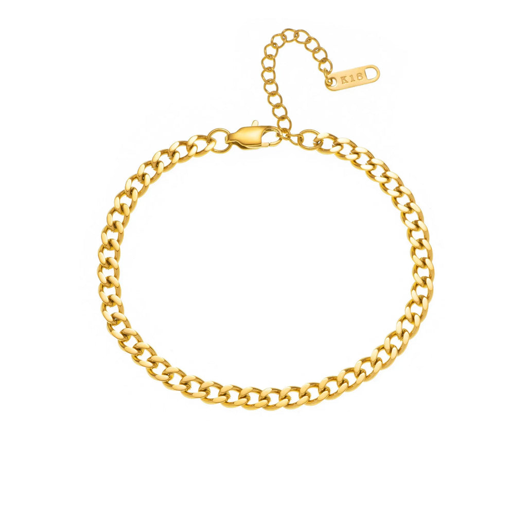 Gold electroplated titanium steel necklace with the letter 'A' pendant on a 40.5cm chain.