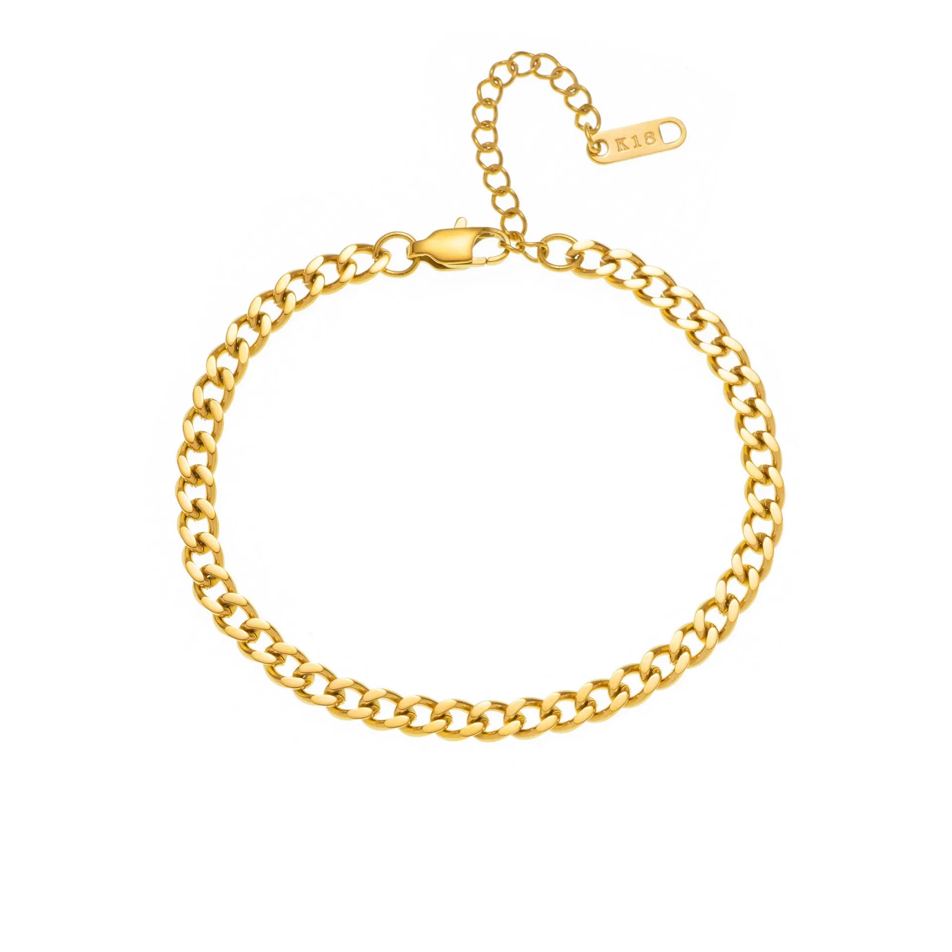 Gold electroplated titanium steel necklace with the letter 'A' pendant on a 40.5cm chain.