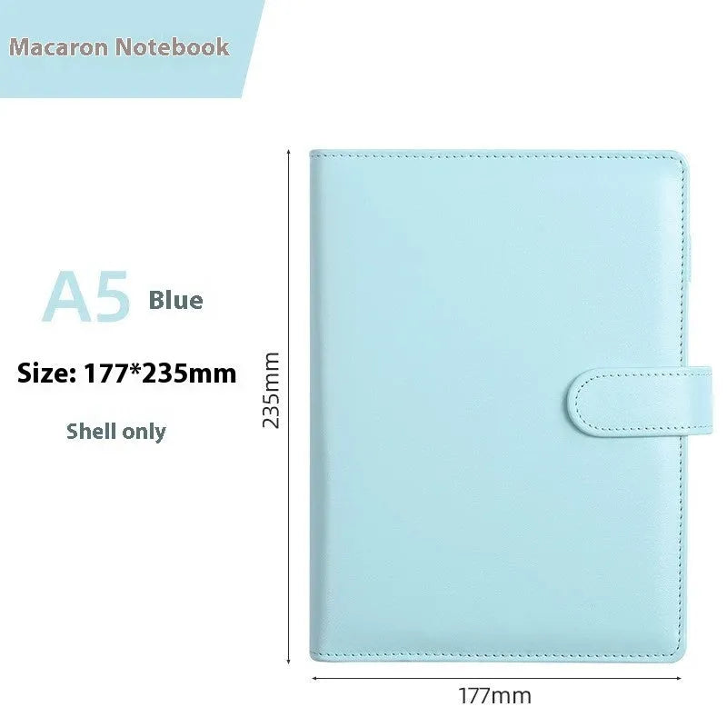 A5 PU leather zipper notebook shell in multiple colour options showing full-length zipper closure
