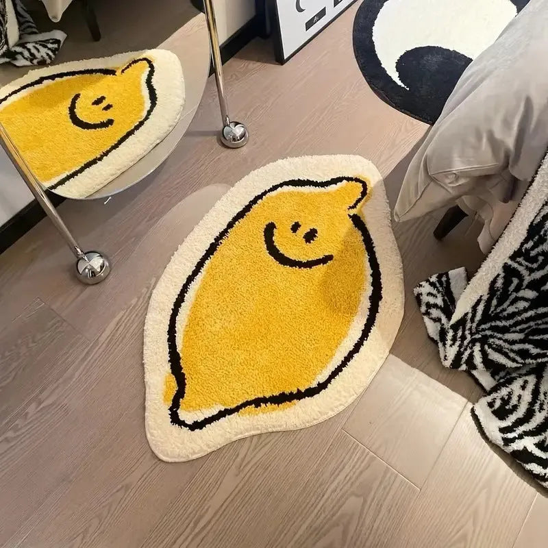 Non-slip absorbent polyester bathroom floor mat with cartoon cat design, 40x60cm