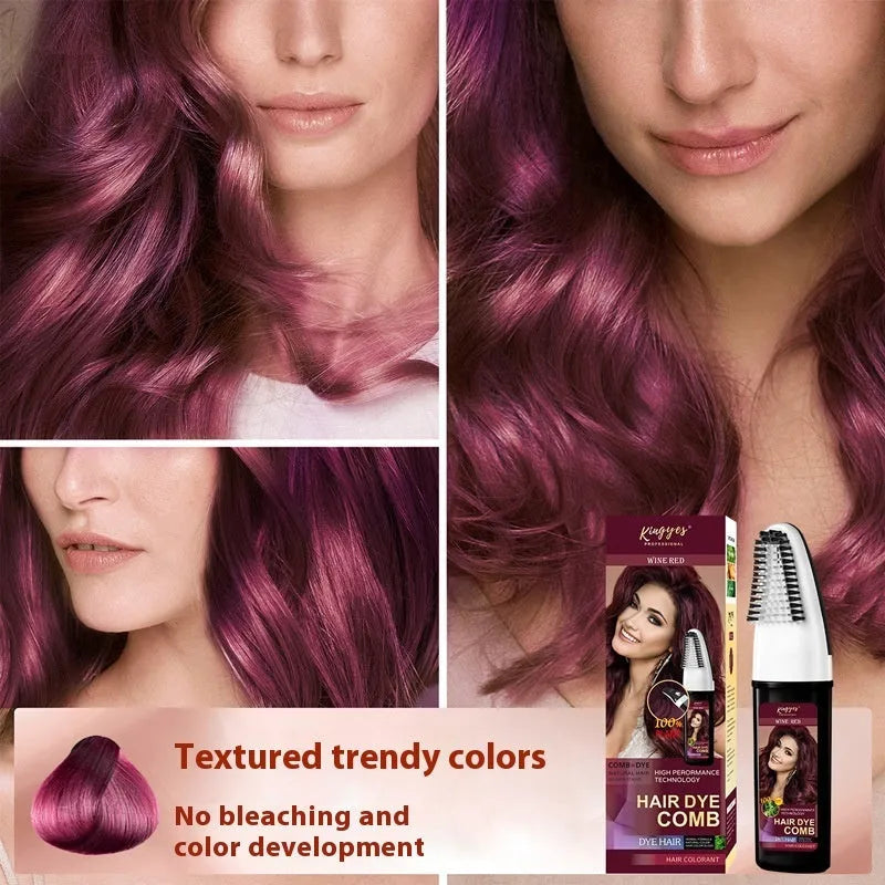 Hair dye comb applicator in choice of Brown, Wine Red or Dark Brown colours containing 200ml of hair dye