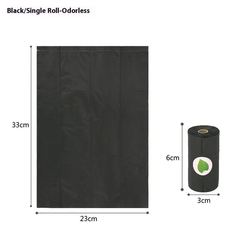 Roll of green EPI degradable dog poo bags next to a white plastic dispenser on a grass background.