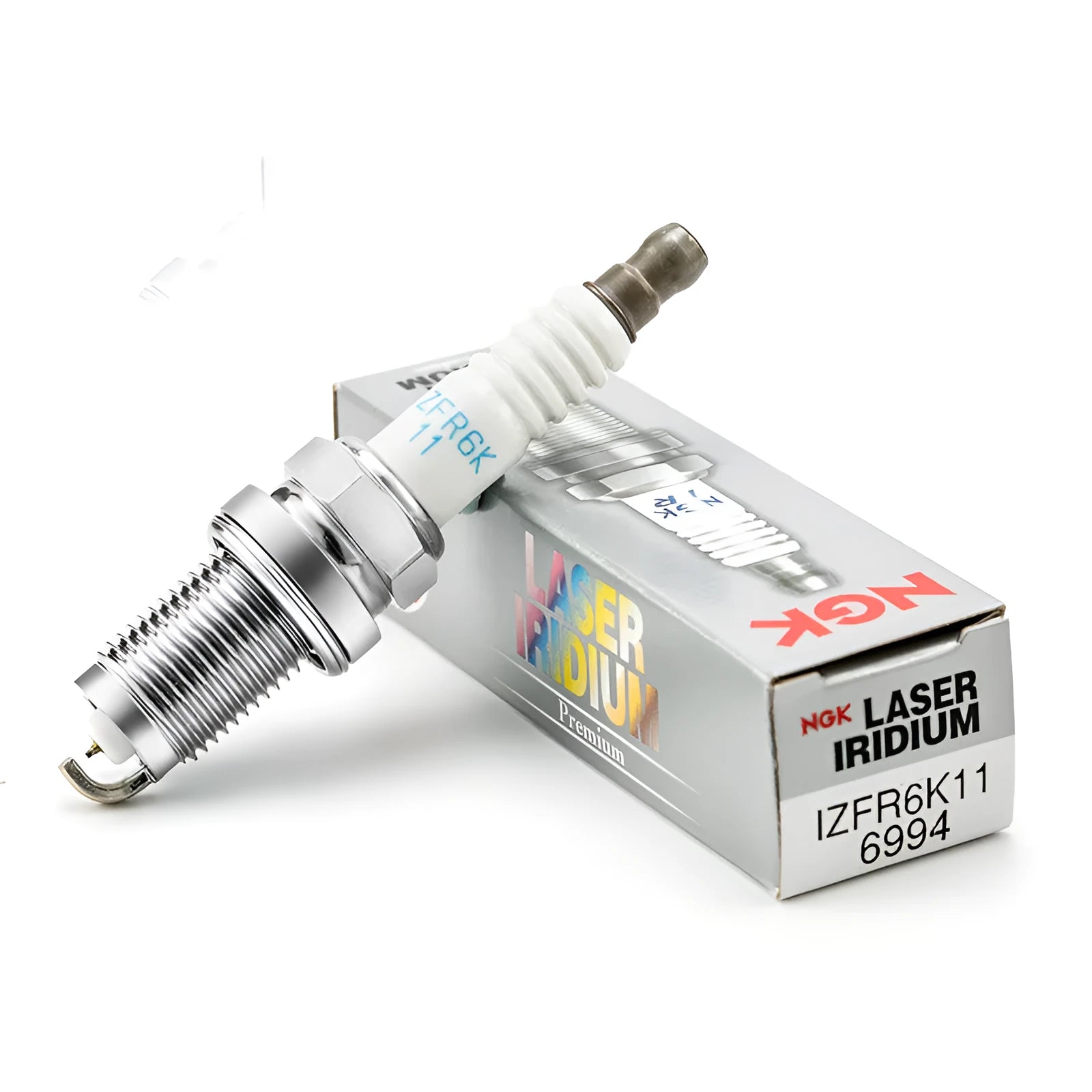 Silver resistance spark plug with iridium platinum electrode, 14mm thread, 19mm screw length, 1.1mm gap