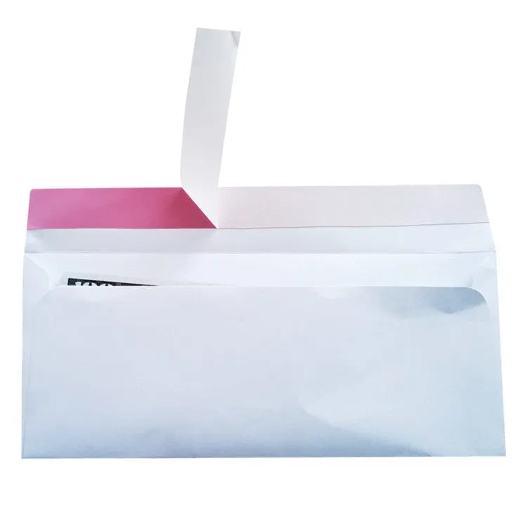 Blue confidential security envelope with self-adhesive flap, showing dimensions 105mm by 240mm.