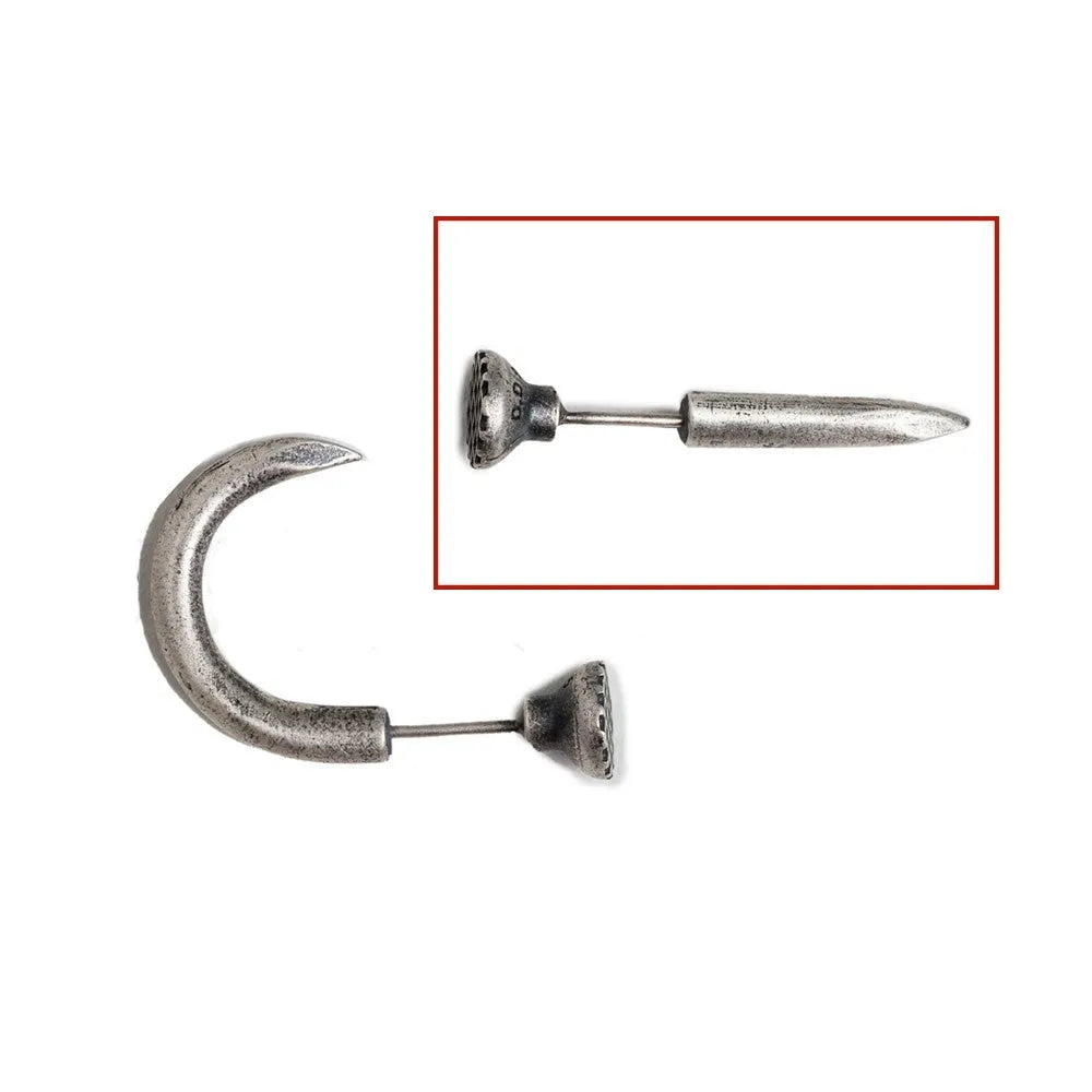 S925 sterling silver punk nail earrings straight and curved designs unisex jewellery