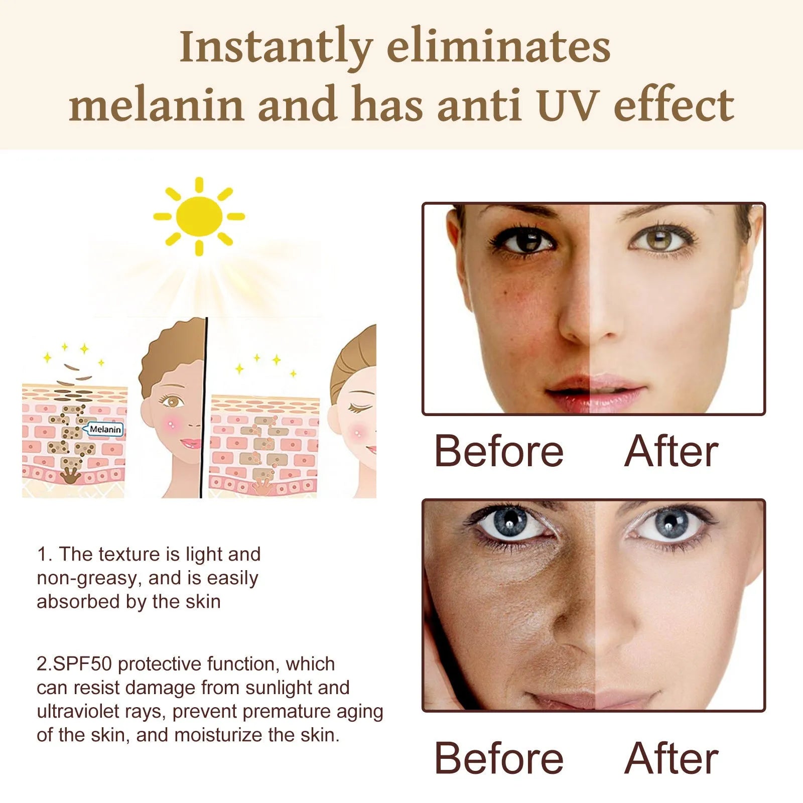50g probiotics brightening protective cream container with centella extract.