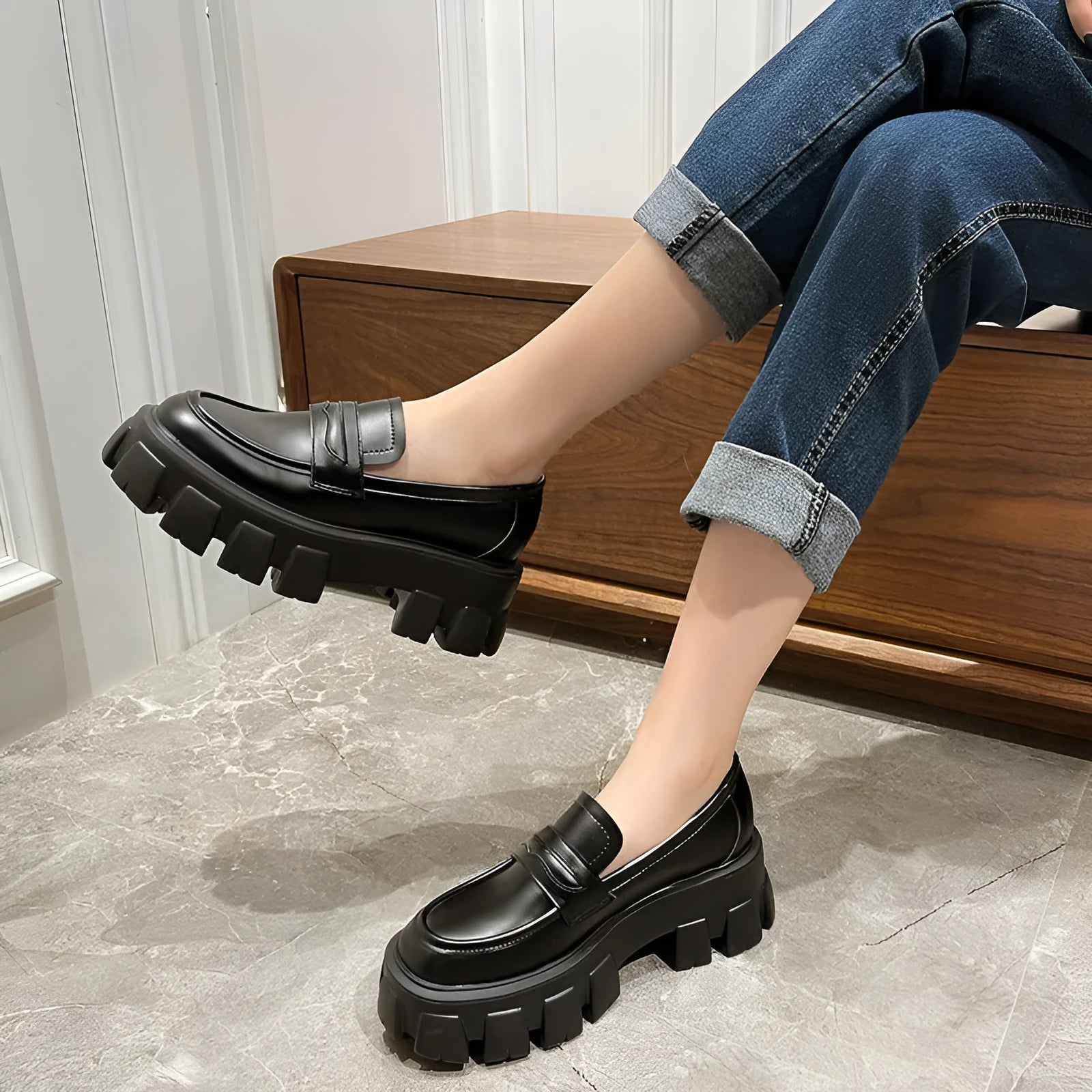 British wide fit loafers in patent leather and matte finishes with rubber sole
