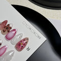 Hand-painted three-dimensional carved nail beauty patches in candy colours for almond-shaped nails