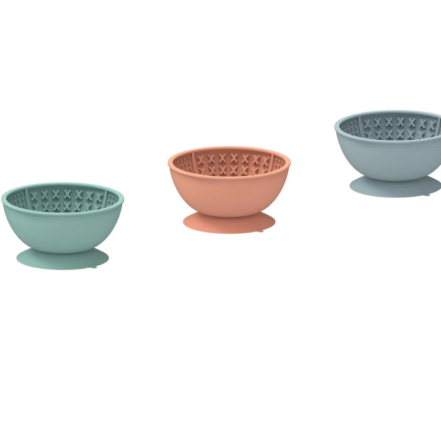Cyan silicone pet licking mat slow feeding bowl with suction cup base