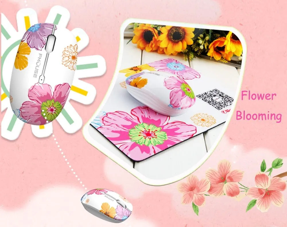 Mini wireless mouse 1600DPI ergonomic silent 2.4G in butterfly lovers style with USB receiver