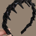 Velvet-lined hairband with crystal wave pressing design in multiple colour options