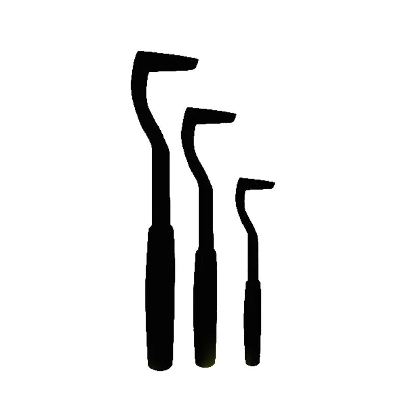 Three plastic tick removal hooks for dogs in assorted colours on a white background.