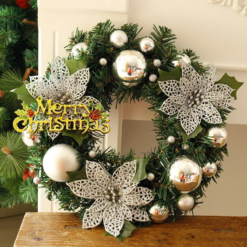 30cm multicolour plastic Christmas wreath hanging on door