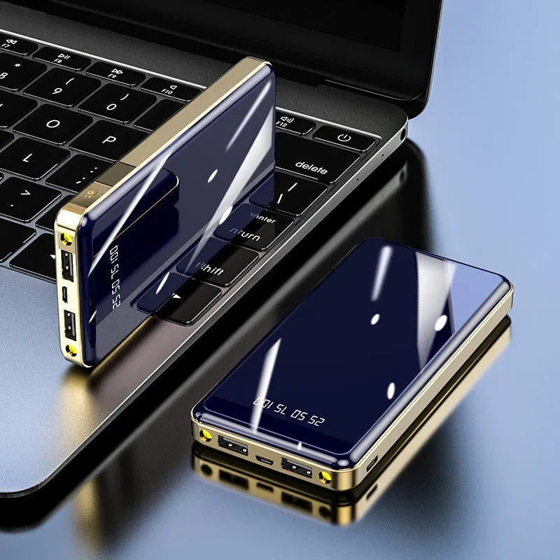 Mirror digital display 20000mAh power bank with square aluminium shell in multiple colours