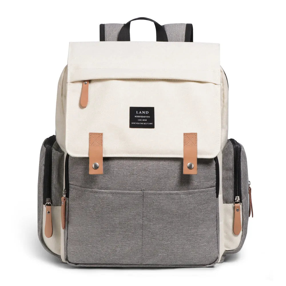 LAND large capacity oxford cloth nappy backpack with changing mat in grey colour