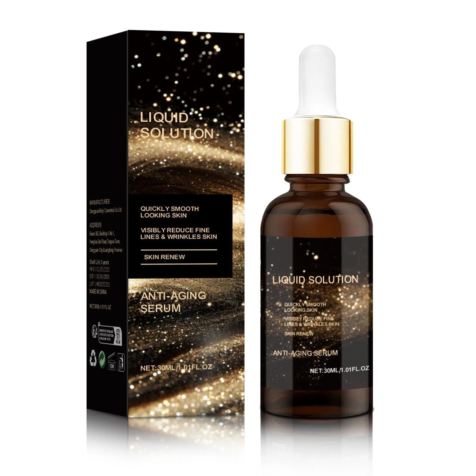 30 ml facial care solution bottle with hyaluronic acid formula for delicate skin