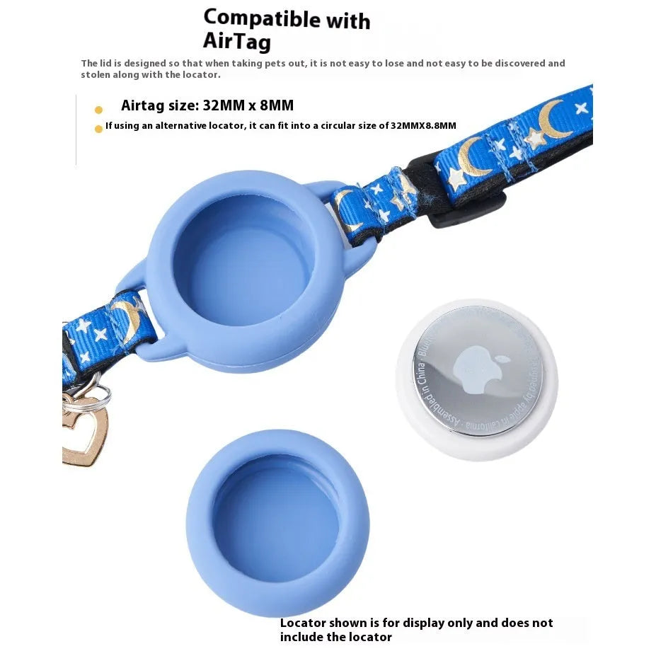 Apple AirTag protective case on adjustable cat collar in selected colour with size adjustment