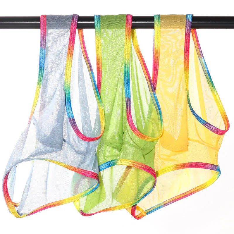 Mesh transparent quick-drying nylon panties for women in solid colour, breathable brief style