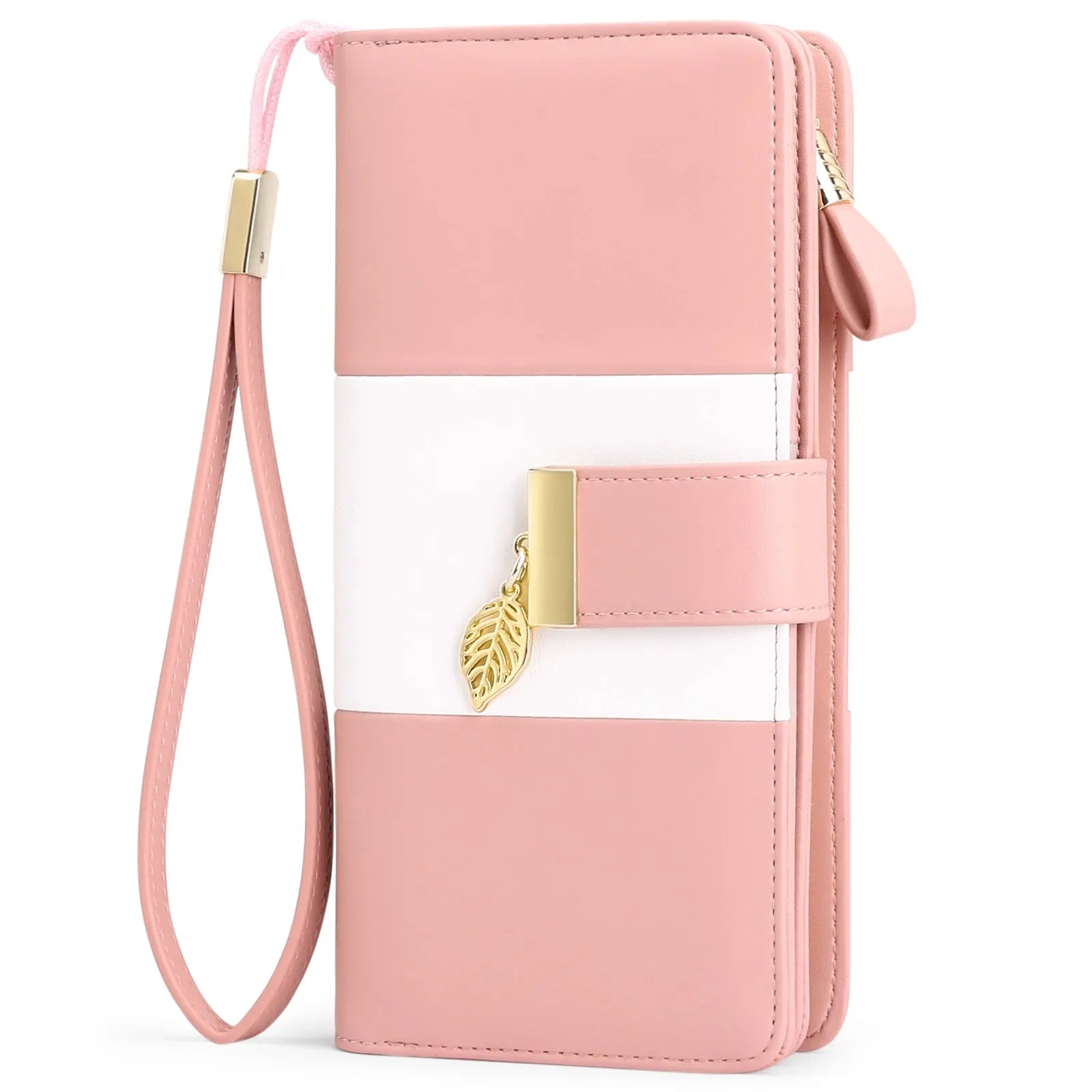 Anti theft clutch handbag with lock in midnight black PU leather showing interior organisation