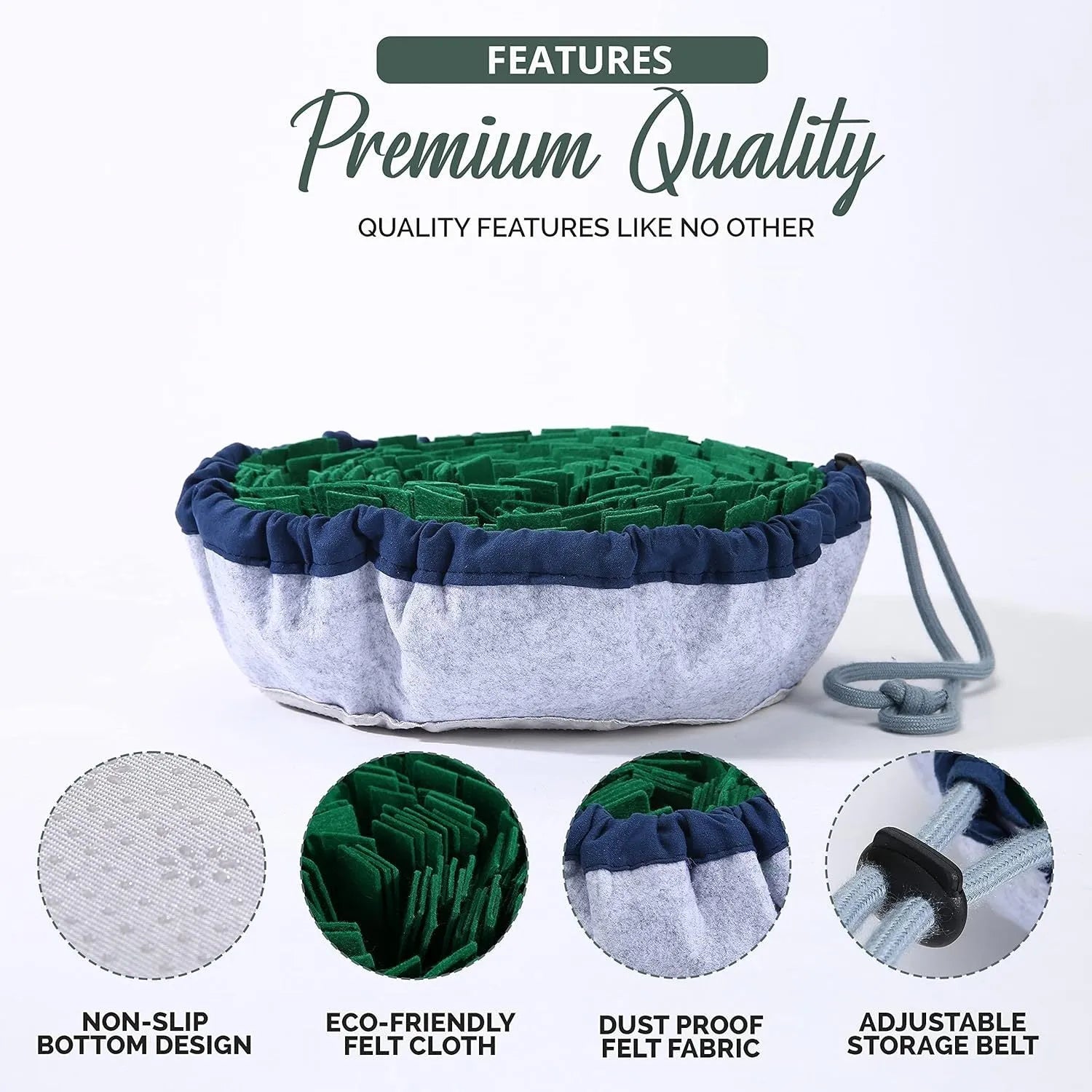 Blue adjustable snuffle mat for large dogs measuring 80cm across