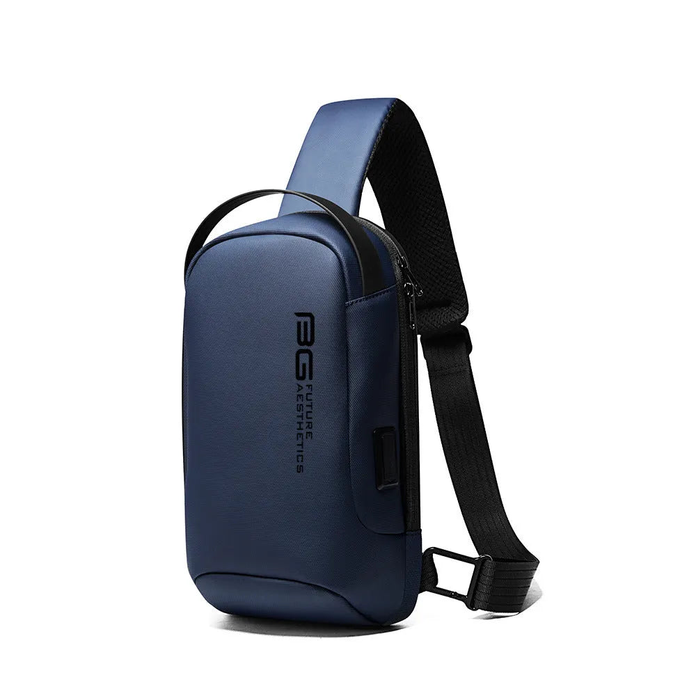 Men's Oxford cloth shoulder bag with USB charging port in four colour options