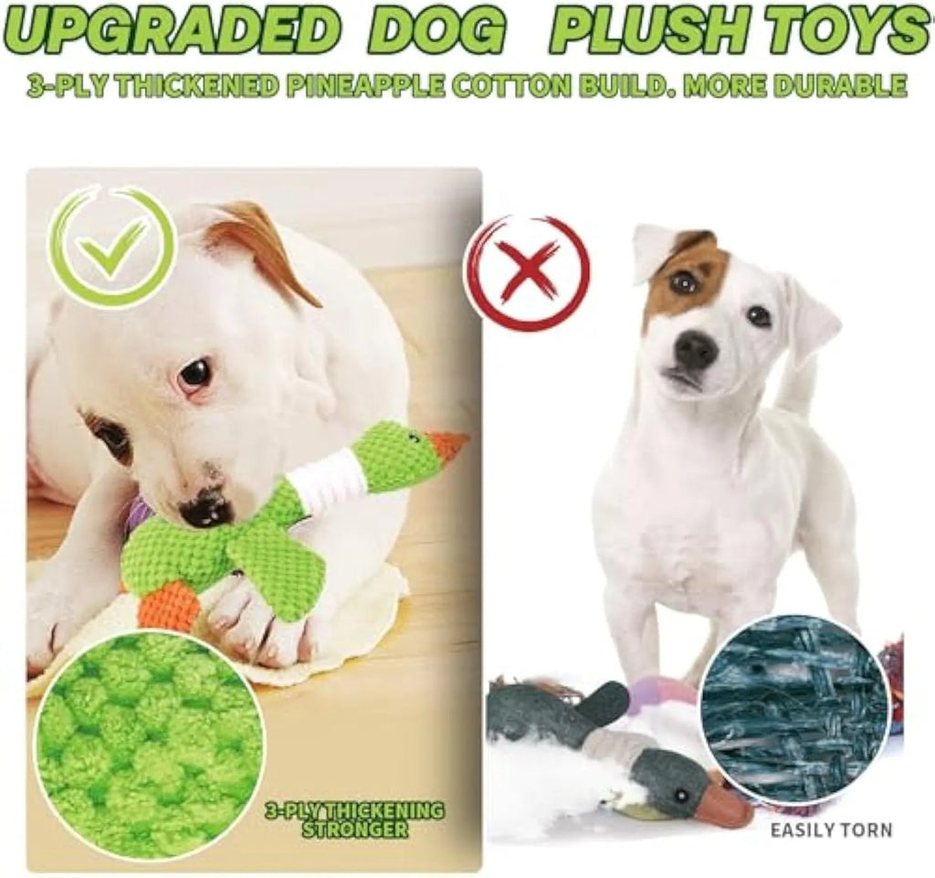 Blue duck plush dog squeaky toy with dual squeakers measuring 33cm for teething puppies