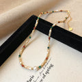 Women's geometric pearl necklace with zinc alloy pendant on adjustable clavicle chain, fashion OL style