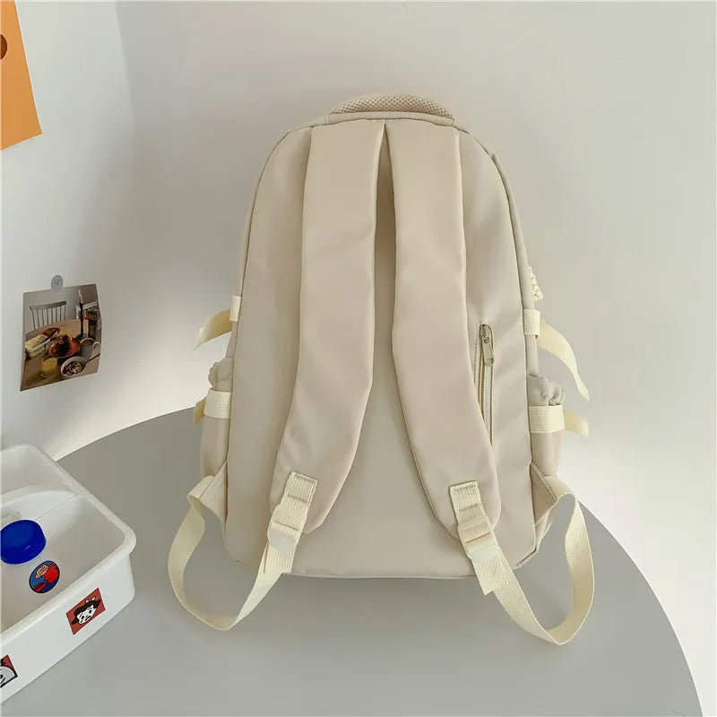 Korean-style lightweight waterproof nylon school backpack 20-35L macaron colour curved shoulder strap