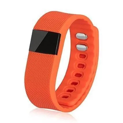 Ordinary bracelet pedometer in black, blue, green, orange, or yellow colour on wrist